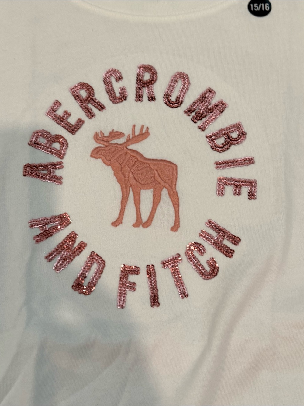 NWT! Abercrombie & Fitch Kids White Tee with Black Logo - Picture 2 of 5